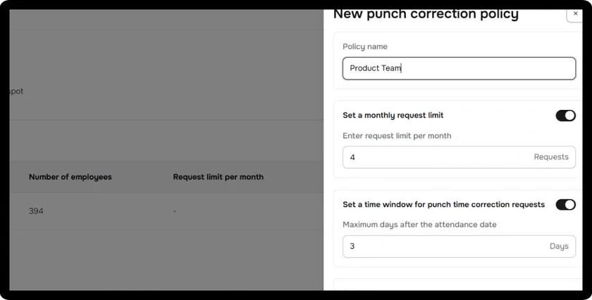 Punch correction request policies
