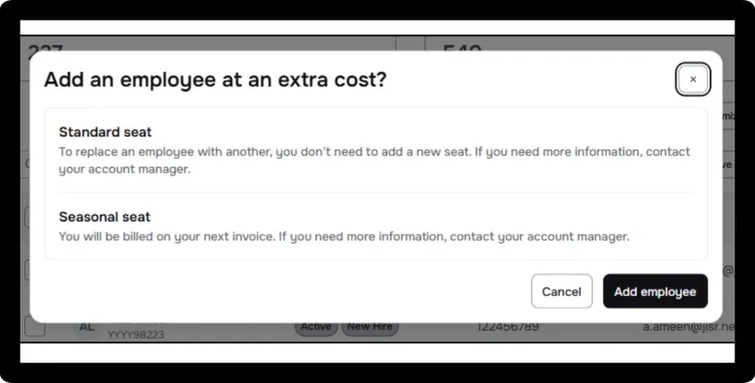Seasonal seats management