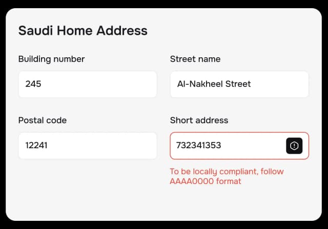 Localized address and compliance form