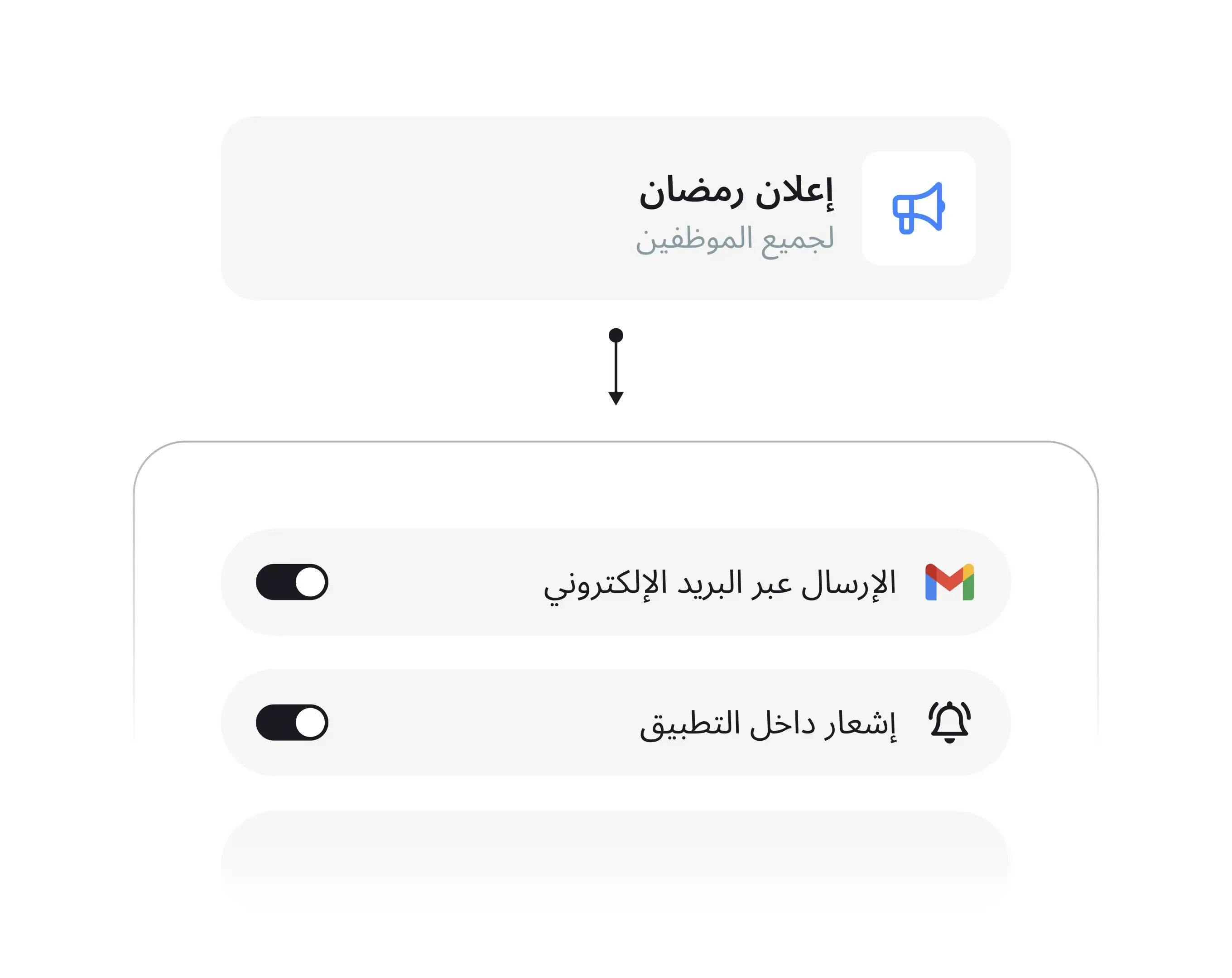إرسال داخل التطبيق أو عبر البريد الإلكتروني